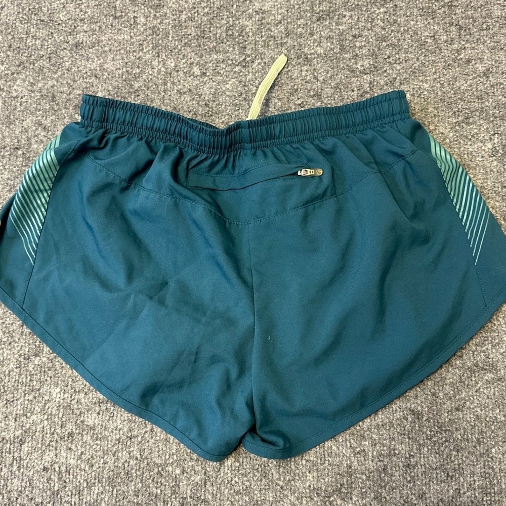 Oiselle Shorts Womens Size 6 Teal Blue Running Athletic Liner Back Zip Pocket